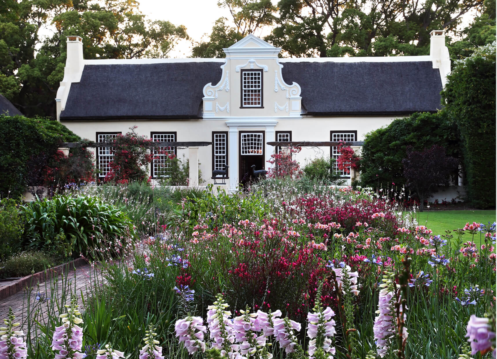 Homestead with flower garden at Vergelegen